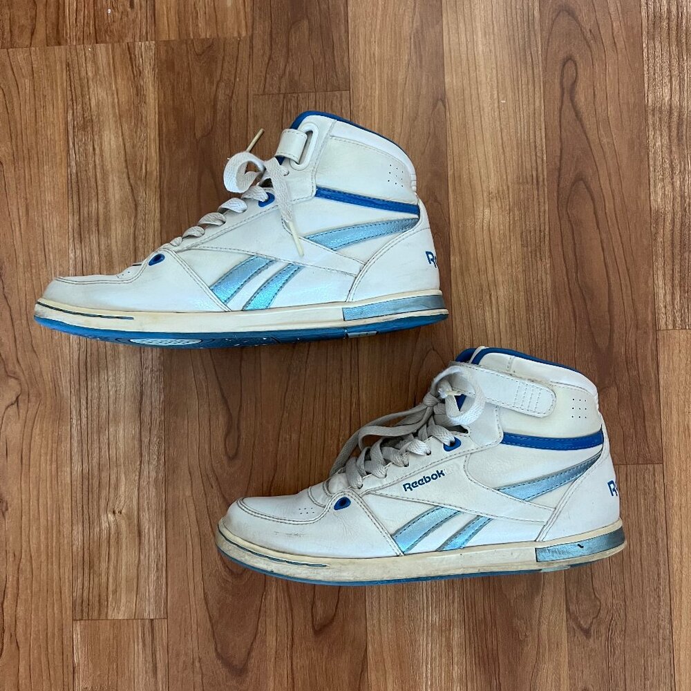 Reebok Classic RB 905 High Top Sneakers White Blue Iridescent Size 6.5
